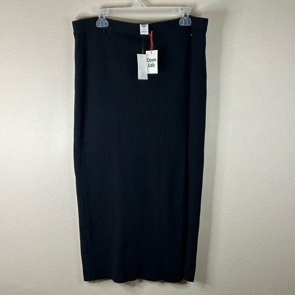 open edit Dresses & Skirts - NWT Open Edit Nordstrom Knit Black Maxi Skirt with Buttons & Slit XL